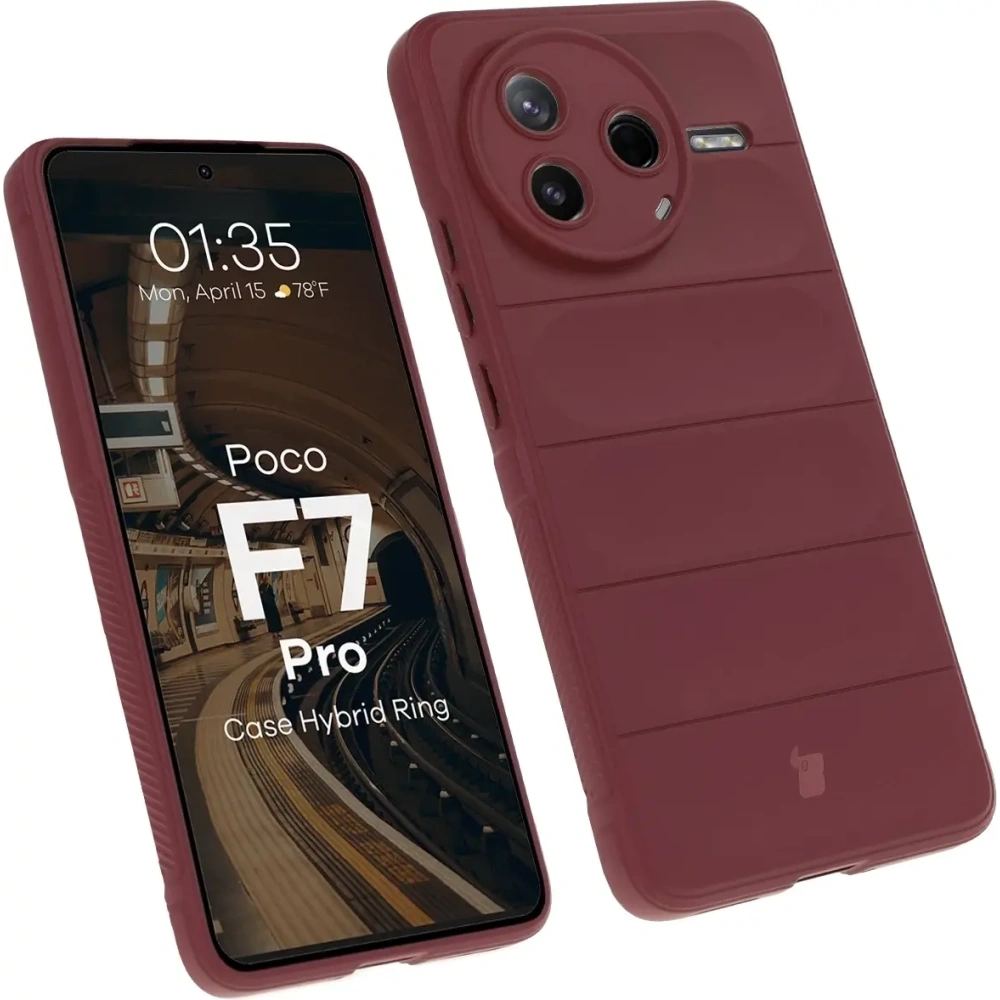 Pancerne etui Bizon Case Tur do Xiaomi Poco F7 Pro burgundowe
