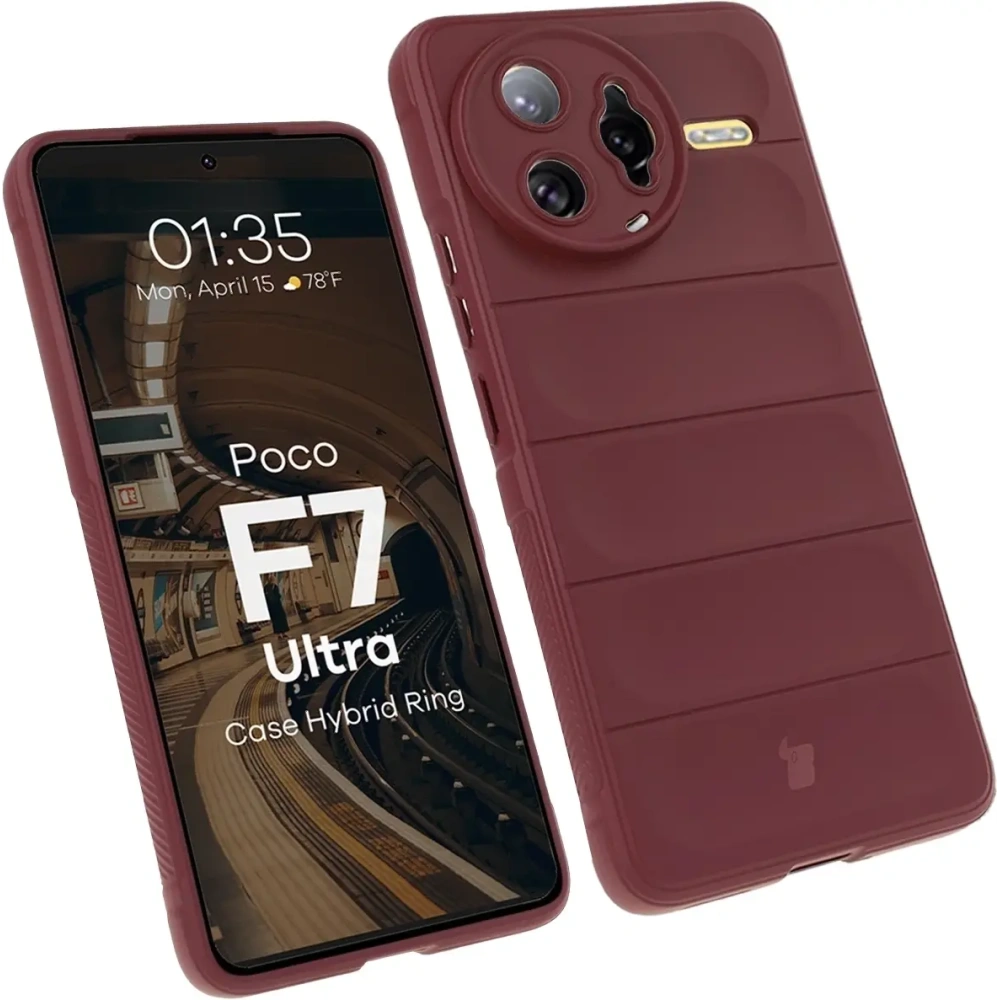 Pancerne etui Bizon Case Tur do Xiaomi Poco F7 Ultra burgundowe