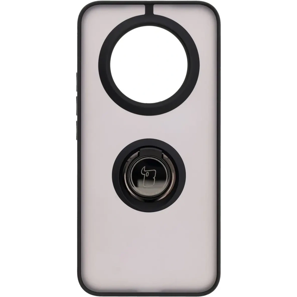 Etui z uchwytem na palec Bizon Case Hybrid Ring do Realme 14 Pro Plus 5G przydymione z czarną ramką