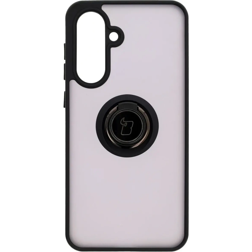 Etui z uchwytem na palec Bizon Case Hybrid Ring do Samsung Galaxy A36 5G przydymione z czarną ramką