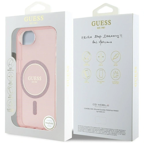 Kup Etui Guess IML Glitter Circle MagSafe do Apple iPhone 16e różowy - GUE4543 - {ean13} - Sklep Home Screen