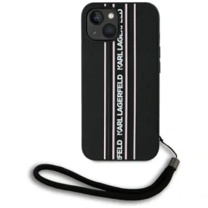 Buy Karl Lagerfeld Saffiano Athleisure Stripes Cord Apple iPhone 15 black-pink - KLD22026 - {ean13} - Home Screen Store Europe