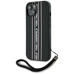 Buy Karl Lagerfeld Saffiano Athleisure Stripes Cord Apple iPhone 15 black-pink - KLD22026 - {ean13} - Home Screen Store Europe