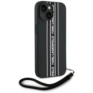 Buy Karl Lagerfeld Saffiano Athleisure Stripes Cord Apple iPhone 15 black-pink - KLD22026 - {ean13} - Home Screen Store Europe