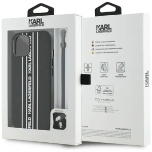 Buy Karl Lagerfeld Saffiano Athleisure Stripes Cord Apple iPhone 15 black-pink - KLD22026 - {ean13} - Home Screen Store Europe