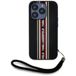 Buy Karl Lagerfeld Saffiano Athleisure Stripes Cord Apple iPhone 15 Pro black-red - KLD22027 - {ean13} - Home Screen Store Europe