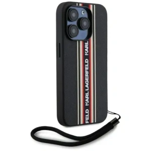 Buy Karl Lagerfeld Saffiano Athleisure Stripes Cord Apple iPhone 15 Pro black-red - KLD22027 - {ean13} - Home Screen Store Europe