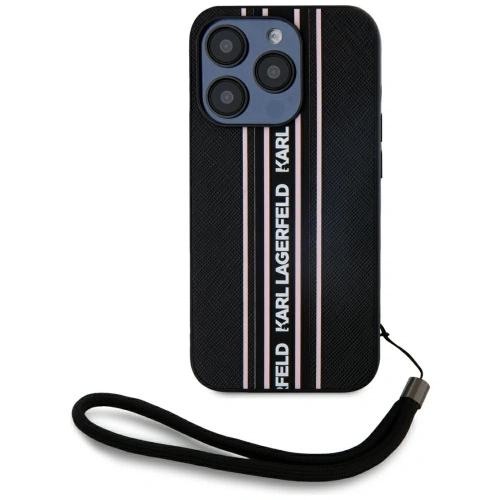 Kup Karl Lagerfeld Saffiano Athleisure Proužky Cord Apple iPhone 15 Pro černá-růžová - KLD22028 - {ean13} - Sklep Home Screen