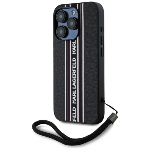 Kup Karl Lagerfeld Saffiano Athleisure Proužky Cord Apple iPhone 15 Pro černá-růžová - KLD22028 - {ean13} - Sklep Home Screen