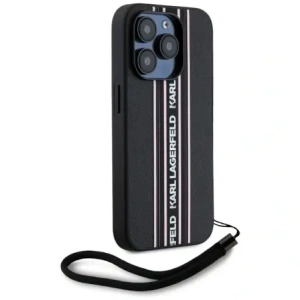 Buy Karl Lagerfeld Saffiano Athleisure Stripes Cord Apple iPhone 15 Pro black-pink - KLD22028 - {ean13} - Home Screen Store Europe