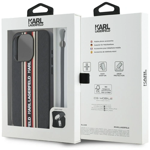 Kup Karl Lagerfeld Saffiano Athleisure Proužky Cord Apple iPhone 15 Pro Max černá-červená - KLD22029 - {ean13} - Sklep Home Screen