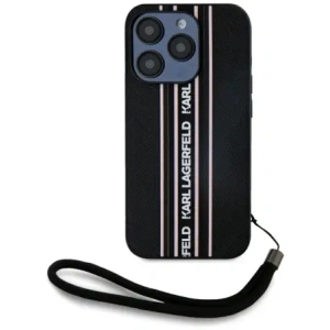 Kup Etui Karl Lagerfeld Saffiano Athleisure Stripes Cord do Apple iPhone 15 Pro Max czarno-różowy - KLD22030 - {ean13} - Sklep Home Screen