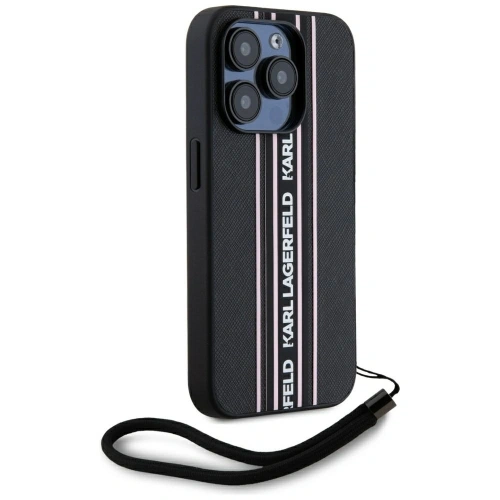 Buy Karl Lagerfeld Saffiano Athleisure Stripes Cord Apple iPhone 15 Pro Max black-pink - KLD22030 - {ean13} - Home Screen Store Europe