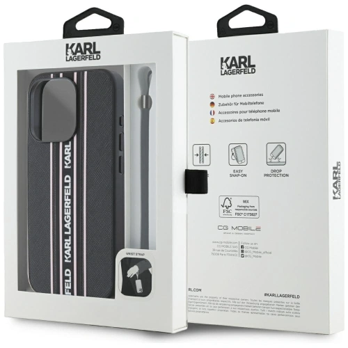 Kup Karl Lagerfeld Saffiano Athleisure Pruhy Cord Apple iPhone 15 Pro Max černá-růžová - KLD22030 - {ean13} - Sklep Home Screen