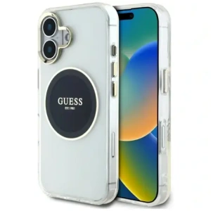 Buy Guess IML Metal Colored Circle Classic Logo MagSafe Apple iPhone 16 black - GUE4545 - {ean13} - Home Screen Store Europe
