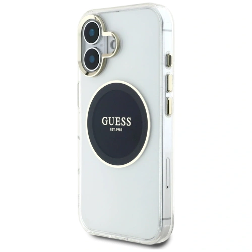 Kup Guess IML Metal Colorat Cerc Logo Clasic MagSafe Apple iPhone 16 negru - GUE4545 - {ean13} - Sklep Home Screen