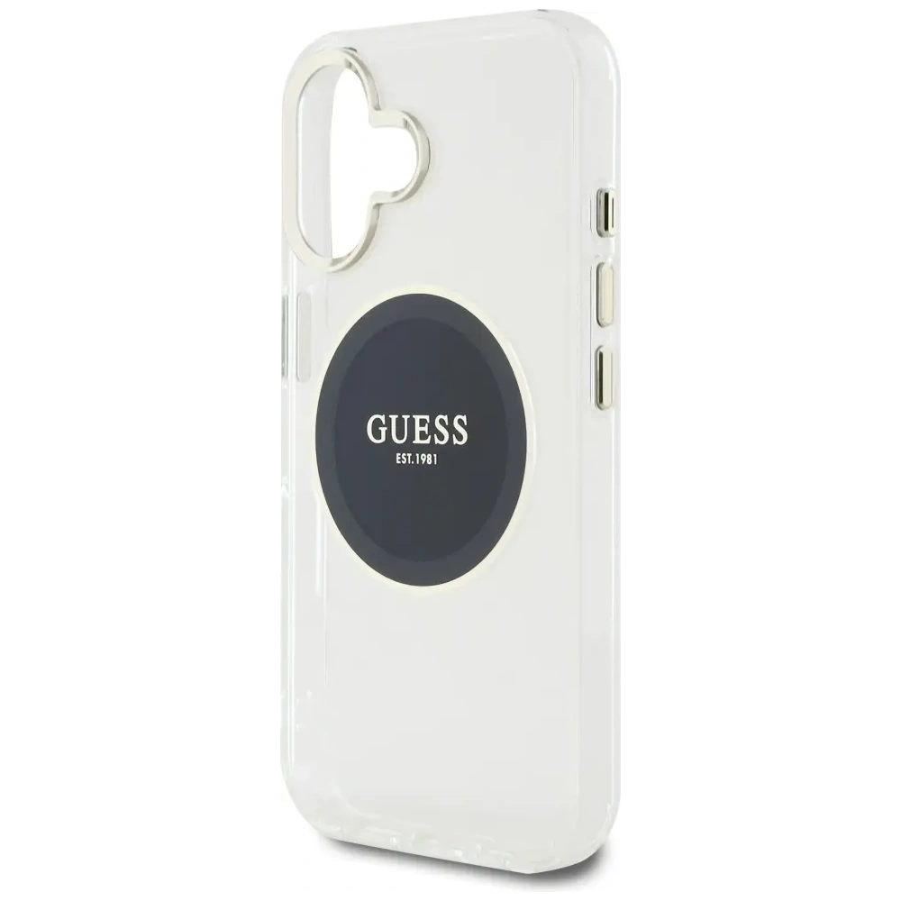Etui Guess IML Metal Colored Circle Classic Logo MagSafe do Apple iPhone 16 czarny