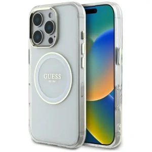 Buy Guess IML Metal Colored Circle Classic Logo MagSafe Apple iPhone 16 Pro white - GUE4546 - {ean13} - Home Screen Store Europe