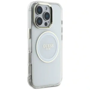 Buy Guess IML Metal Colored Circle Classic Logo MagSafe Apple iPhone 16 Pro white - GUE4546 - {ean13} - Home Screen Store Europe