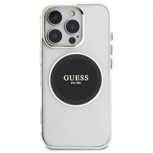 Buy Guess IML Metal Colored Circle Classic Logo MagSafe Apple iPhone 16 Pro black - GUE4547 - {ean13} - Home Screen Store Europe