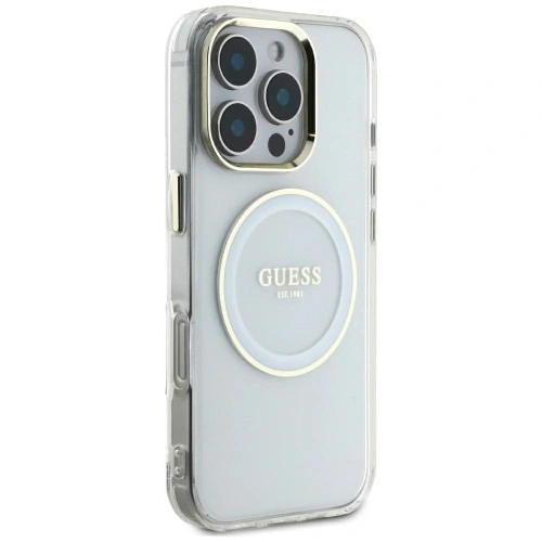 Buy Guess IML Metal Colored Circle Classic Logo MagSafe Apple iPhone 16 Pro Max white - GUE4548 - {ean13} - Home Screen Store Europe