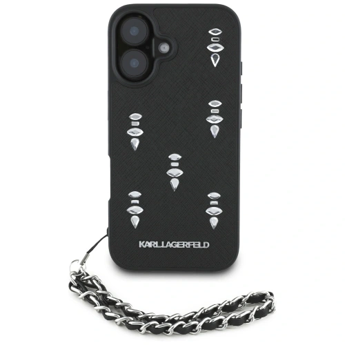 Kup Karl Lagerfeld Saffiano Crystals lánccal Apple iPhone 16 fekete - KLD22031 - {ean13} - Sklep Home Screen