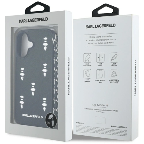 Kup Karl Lagerfeld Saffiano Crystals lánccal Apple iPhone 16 fekete - KLD22031 - {ean13} - Sklep Home Screen