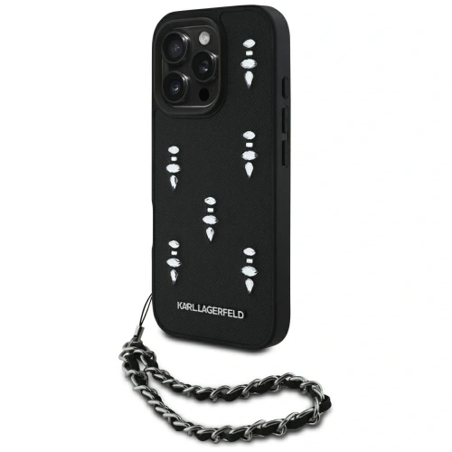 Kup Etui Karl Lagerfeld Saffiano Crystals w/Chain do Apple iPhone 16 Pro Max czarny - KLD22033 - {ean13} - Sklep Home Screen