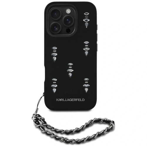 Kup Etui Karl Lagerfeld Saffiano Crystals w/Chain do Apple iPhone 16 Pro Max czarny - KLD22033 - {ean13} - Sklep Home Screen