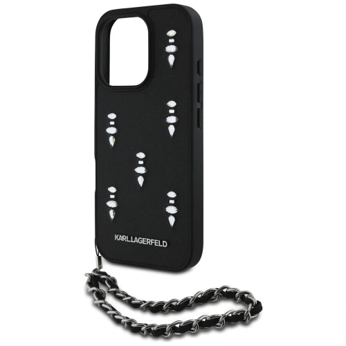 Kup Etui Karl Lagerfeld Saffiano Crystals w/Chain do Apple iPhone 16 Pro Max czarny - KLD22033 - {ean13} - Sklep Home Screen