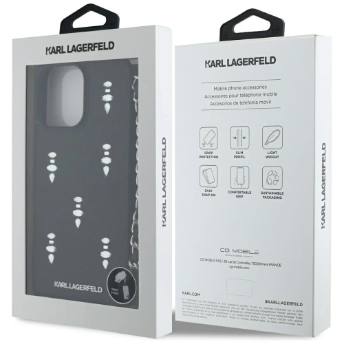 Kup Etui Karl Lagerfeld Saffiano Crystals w/Chain do Apple iPhone 16 Pro Max czarny - KLD22033 - {ean13} - Sklep Home Screen