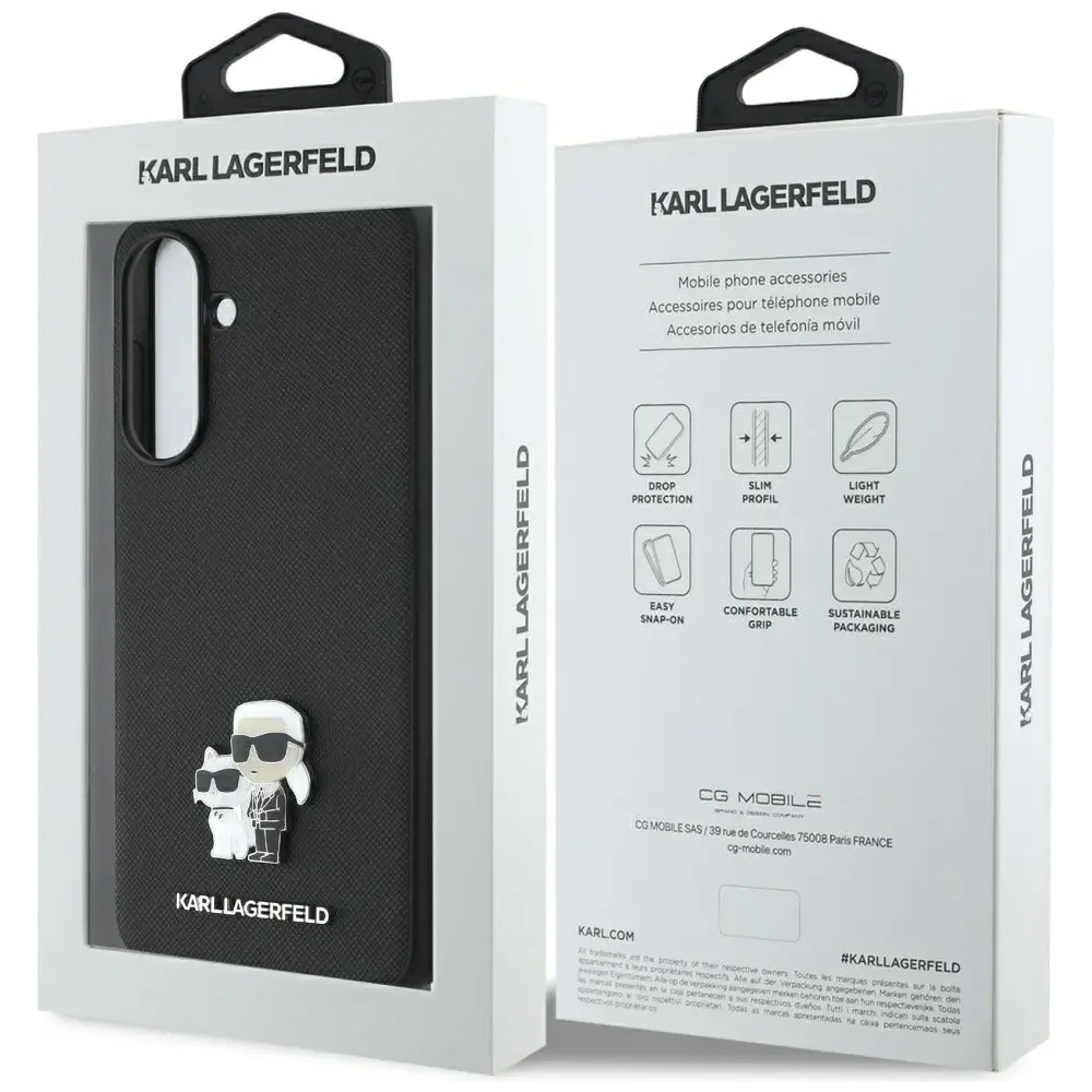 Etui Karl Lagerfeld Saffiano w/ K&C Metal Logo do Samsung Galaxy A56 czarny