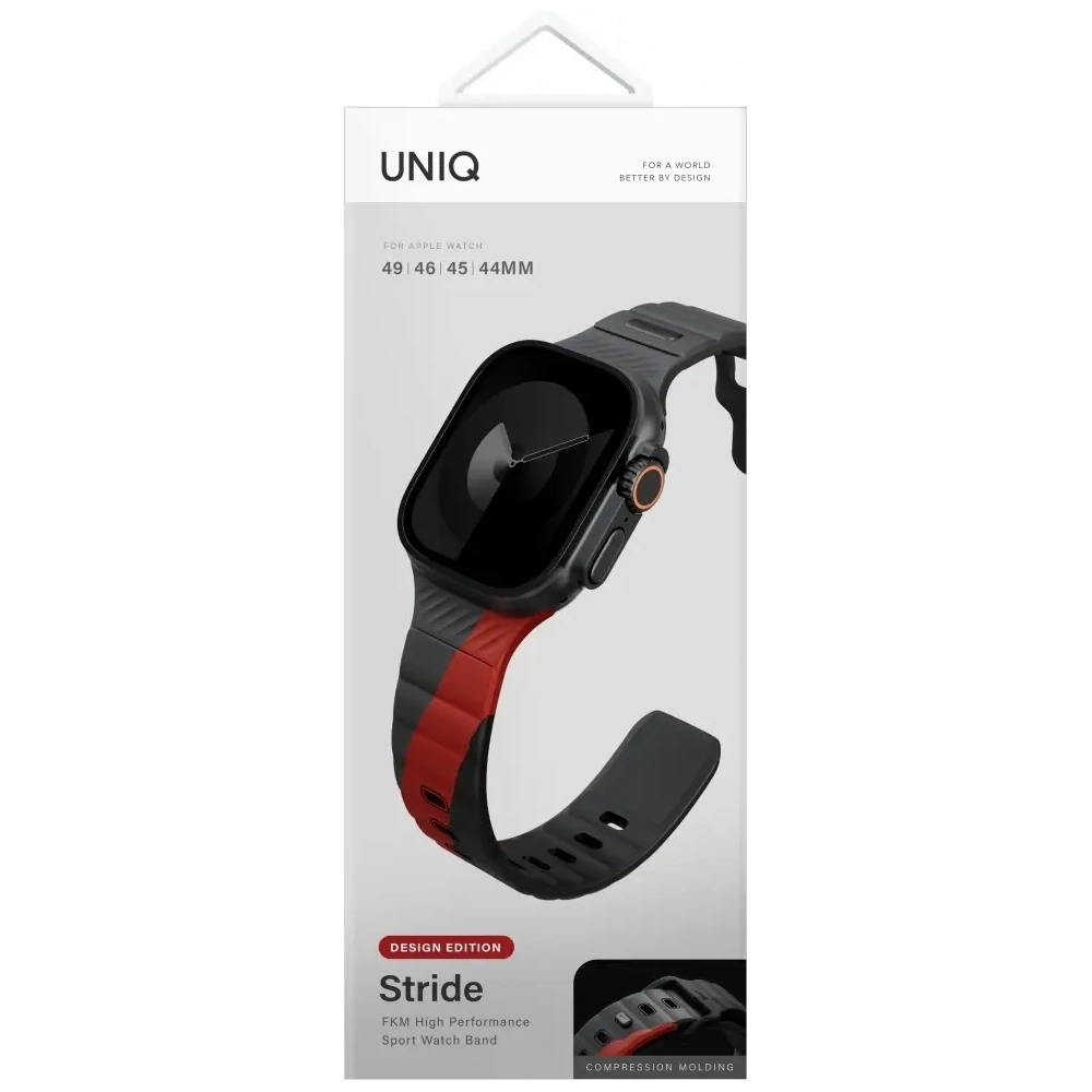 Pasek UNIQ Stride De Rubber do Apple Watch 6/7/8/9/10/SE/Ultra 1/2 44/45/46/49mm charcoal