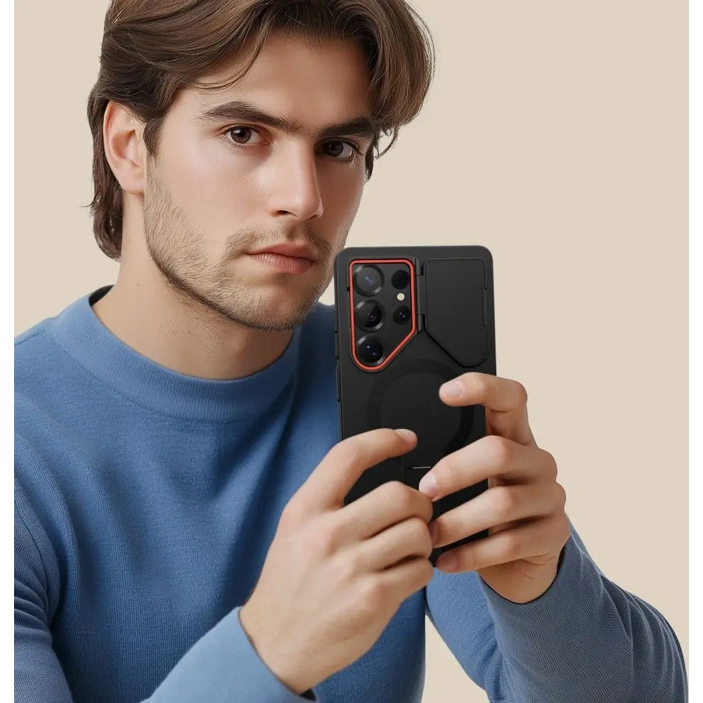 Etui Tech-Protect Kevlar Aura MagSafe Samsung Galaxy S25 Ultra Black/orange