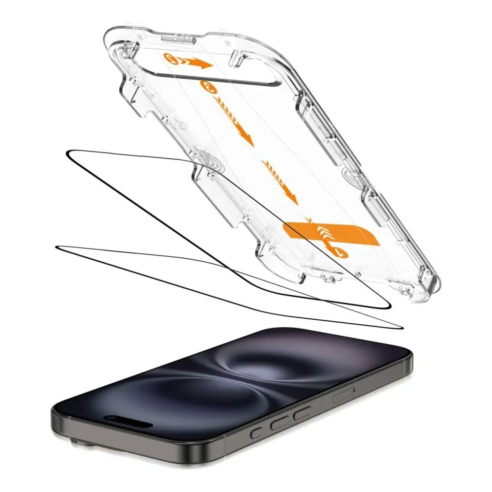 Szkło hartowane Tech-Protect Quick Set+ Apple iPhone 15 / 16 Black [2 PACK]