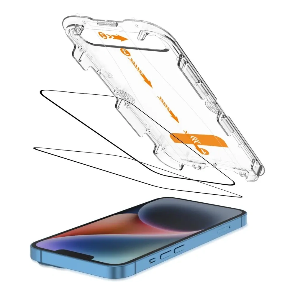 Szkło hartowane Tech-Protect Quick Set+ Apple iPhone 13 / 13 Pro / 14 / 16e Black [2 PACK]