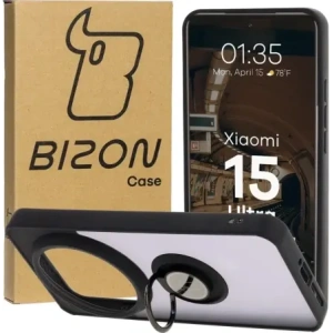 Bizon Case Hybrid Ring Xiaomi 15 Ultra smoky with a black frame