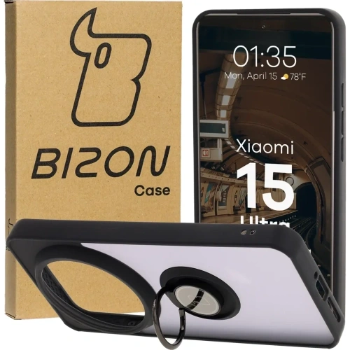 Buy Bizon Case Hybrid Ring Xiaomi 15 Ultra smoky with a black frame - BIZ9057 - {ean13} - Home Screen Store Europe