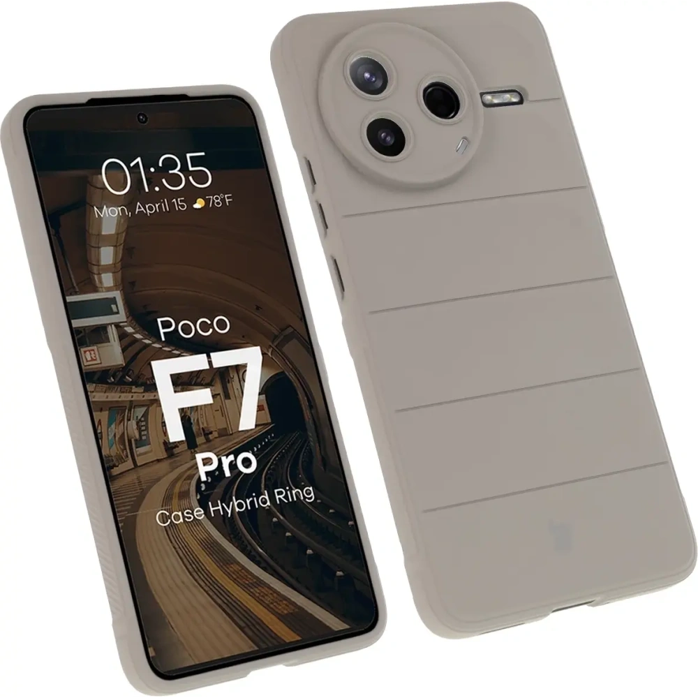 Pancerne etui Bizon Case Tur do Xiaomi Poco F7 Pro jasnoszare