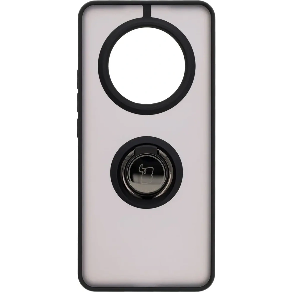 Etui z uchwytem na palec Bizon Case Hybrid Ring do Realme 14 Pro 5G przydymione z czarną ramką