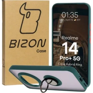 Bizon Case Hybrid Ring Realme 14 Pro Plus 5G smoky with a dark green frame