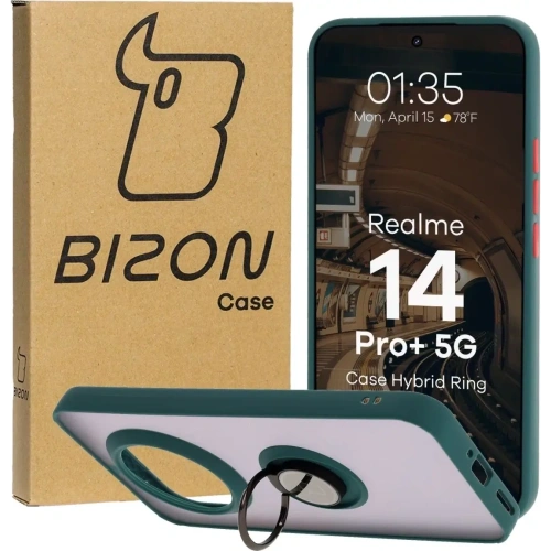 Buy Bizon Case Hybrid Ring Realme 14 Pro Plus 5G smoky with a dark green frame - BIZ9064 - {ean13} - Home Screen Store Europe