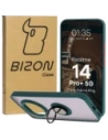 Etui z uchwytem na palec Bizon Case Hybrid Ring do Realme 14 Pro Plus 5G przydymione z ciemnozieloną ramką