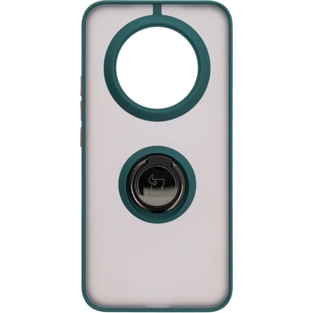 Etui z uchwytem na palec Bizon Case Hybrid Ring do Realme 14 Pro Plus 5G przydymione z ciemnozieloną ramką