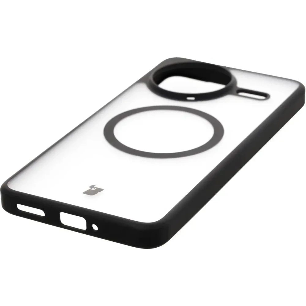 Etui z pierścieniem magnetycznym Bizon Case MatteO do Xiaomi Poco F7 Ultra przydymione-czarne