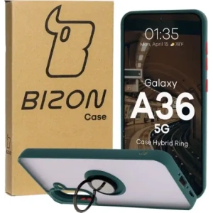 Buy Bizon Case Hybrid Ring Samsung Galaxy A36 5G smoky with a dark green frame - BIZ9071 - {ean13} - Home Screen Store Europe