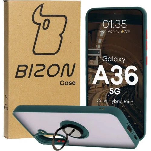 Buy Bizon Case Hybrid Ring Samsung Galaxy A36 5G smoky with a dark green frame - BIZ9071 - {ean13} - Home Screen Store Europe