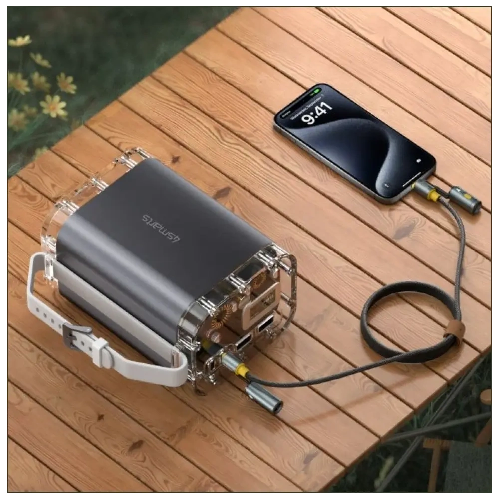 Kabel USB-C / USB-C 4smarts Explorer 3w1 zapalniczka, latarka 240W 1.5m czarny