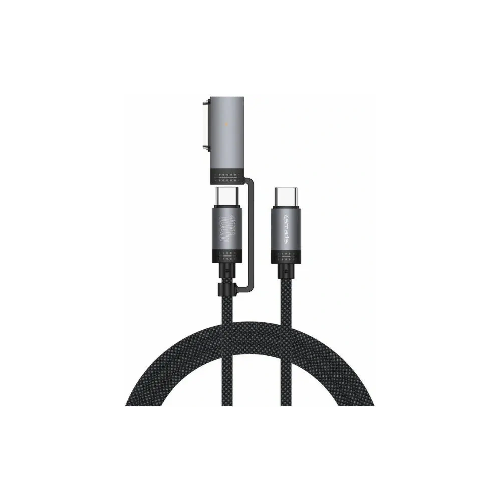 Kabel USB-C / USB-C, MagSafe 4smarts Explorer ComboCord 100W 2m czarny