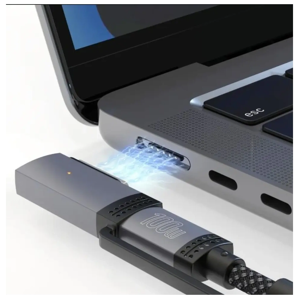 Kabel USB-C / USB-C, MagSafe 4smarts Explorer ComboCord 100W 2m czarny